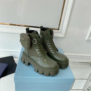 Prada Monolith Leather And Nylon Fabric Boots