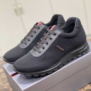 Prada Nylon And Leather Sneakers