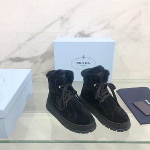 Prada Nylon Gabardine Lace-Up Booties