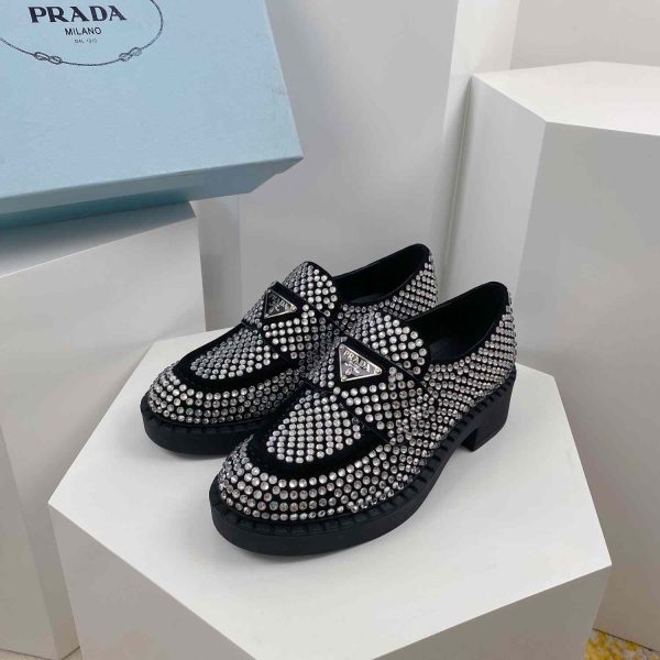 Prada Satin Loafers With Crystals