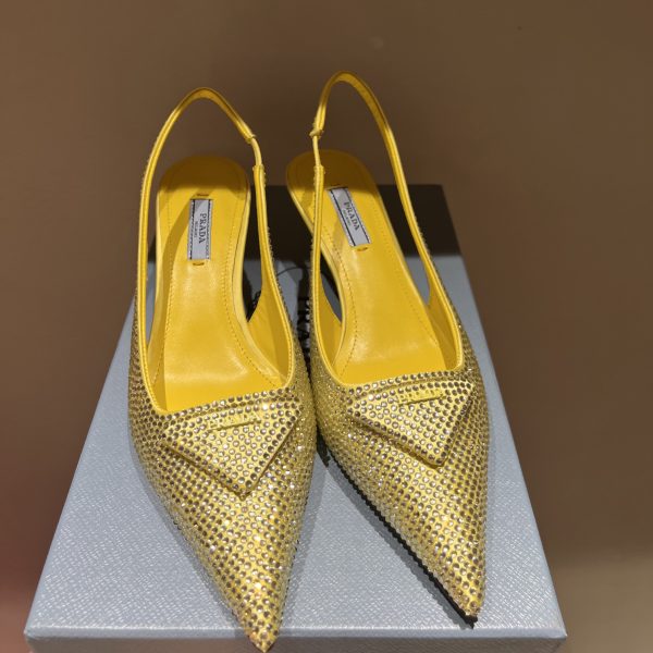 Prada Satin Sling-Back Pumps With Crystals(5.5cm) - Image 3