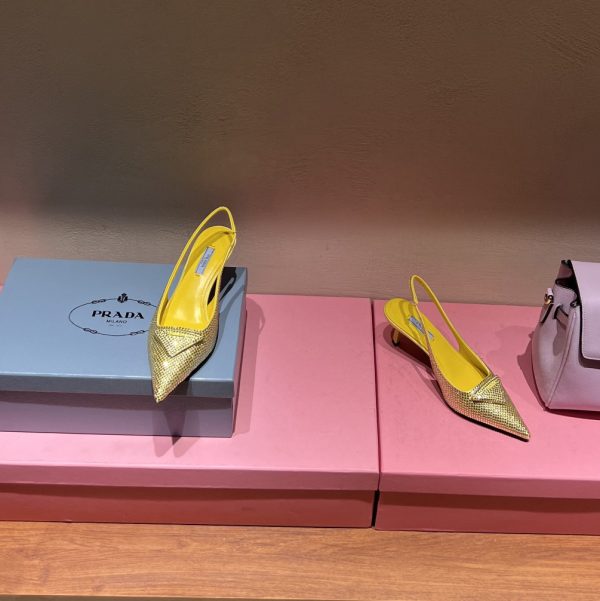Prada Satin Sling-Back Pumps With Crystals(5.5cm) - Image 4