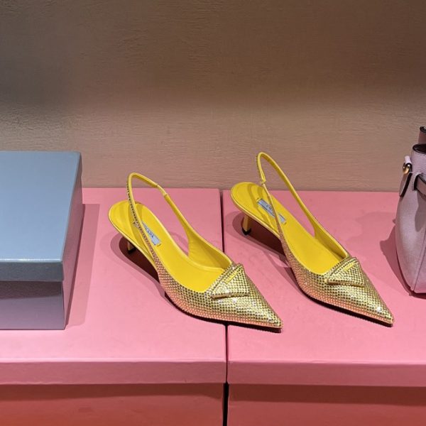 Prada Satin Sling-Back Pumps With Crystals(5.5cm) - Image 5