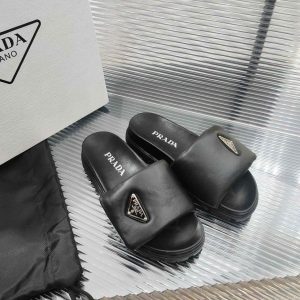 Prada Soft Padded Nappa Leather Slides