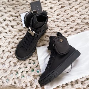 Prada Wheel Cassetta High-Top Sneakers