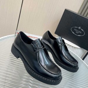 Prada Brushed Leather Lace-Up Shoes