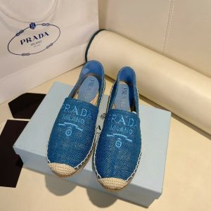 Prada Women's Cotton Drill Espadrilles In Light Blue