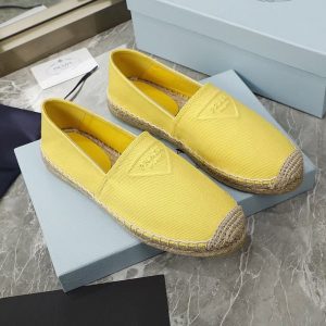 Prada Women's Cotton Drill Espadrilles In Sunny Yellow