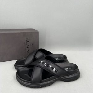 Valentino Men's Black Web Slide Sandal