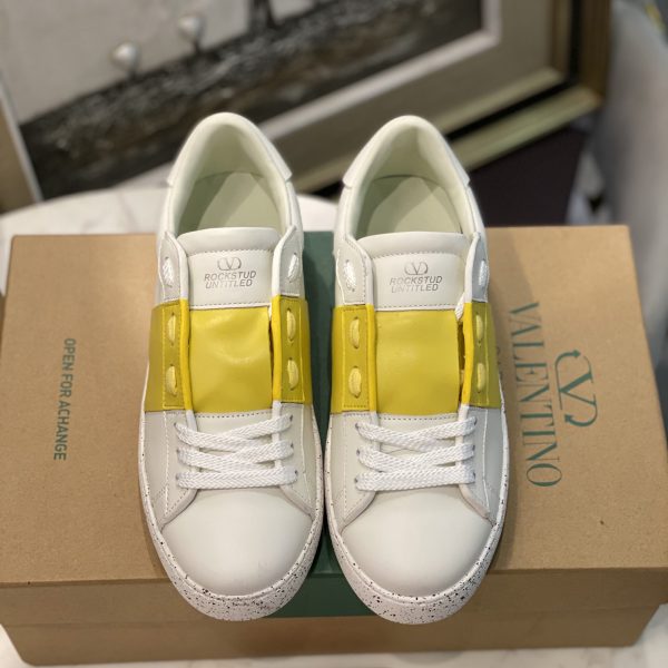 Valentino Open For A Change Sneaker In Bio-Based Material In White/Lemon Cream