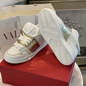 Valentino Open Skate Calfskin And Fabric Sneaker