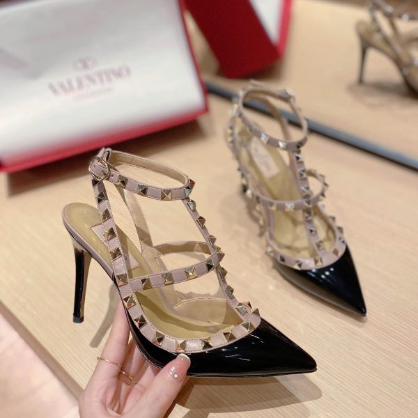 Valentino Patent Rockstud Caged Pump 100mm