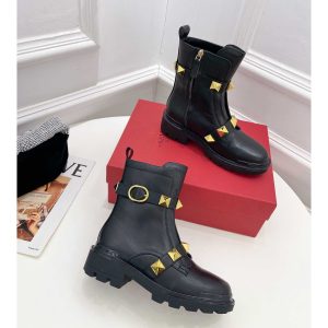 Valentino Roman Stud Calfskin Combat Boot 40mm