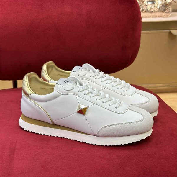 Valentino Stud Around Low-Top Calfskin and Nappa Leather Sneaker