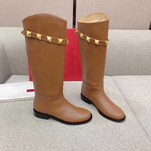 Valentino Calfskin Leather Roman Stud Boot