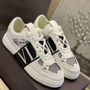 Valentino VL7N Low-Top Sneakers In Calfskin And Mesh Fabric With Bands