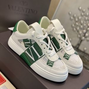 Valentino VL7N Low-Top Sneakers In Calfskin And Mesh Fabric With Bands