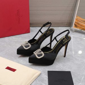 Valentino VLogo Signature Satin Slingback Platform Pumps