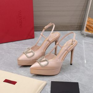 Valentino VLogo Signature Satin Slingback Platform Pumps