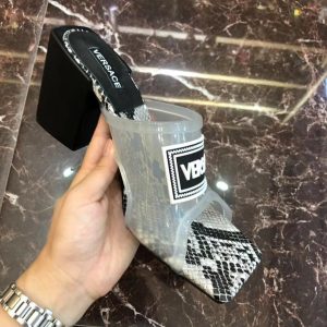 Versace 90S Vintage Logo Mid Heel Sandals (White)